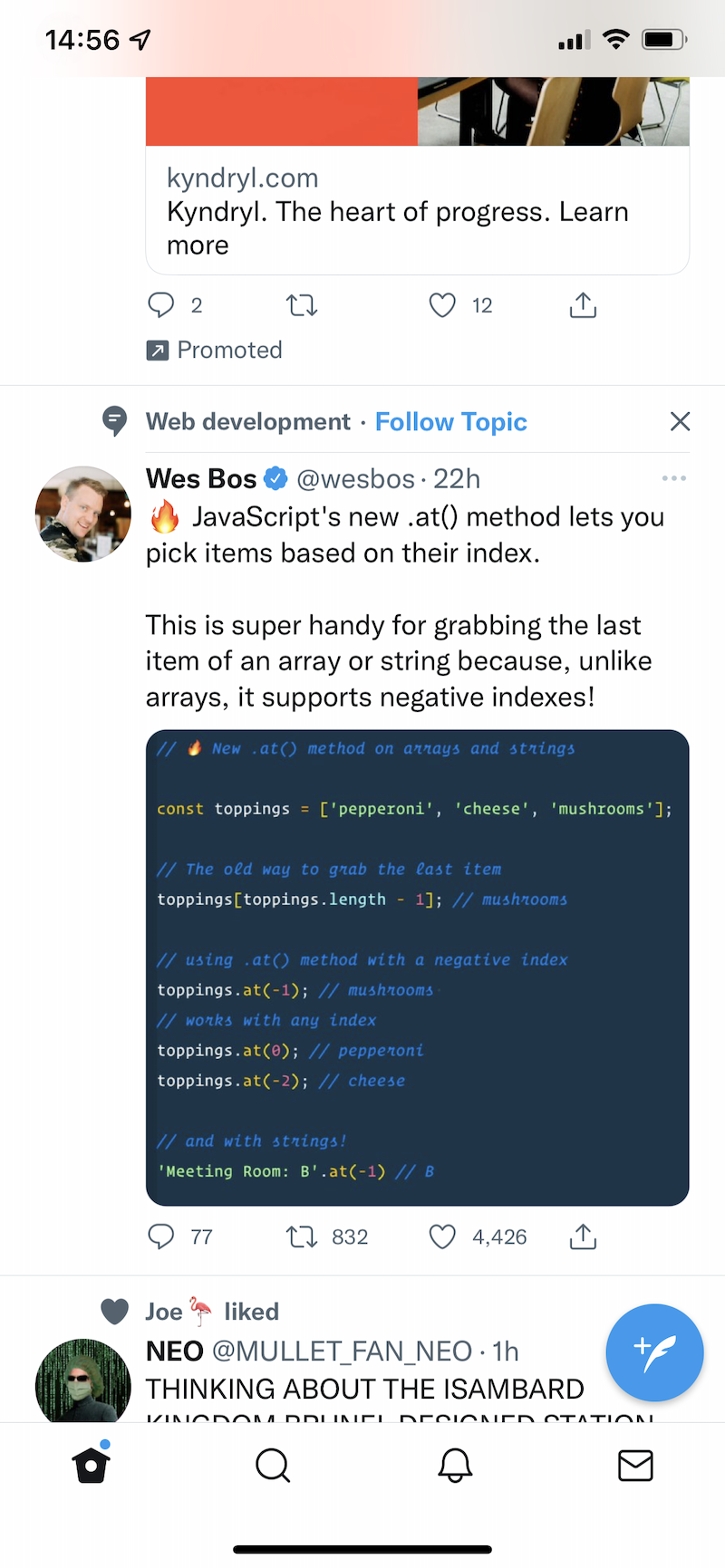 Twitter screenshot showing my homefeed containing three tweets from people I don’t follow