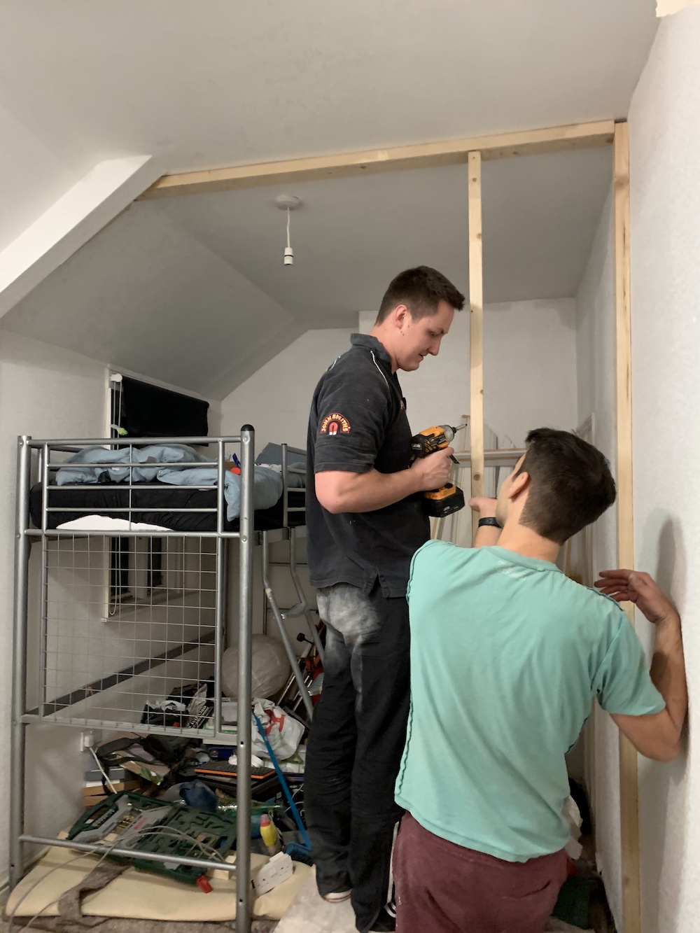 Building out the structure of the new wall