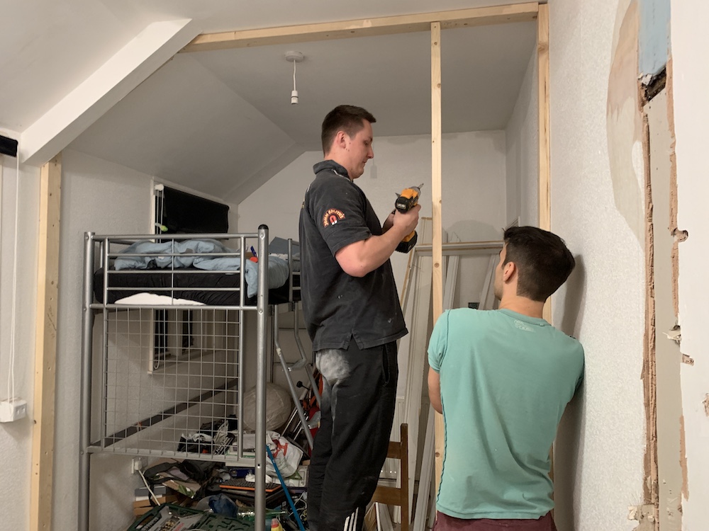 Building out the structure of the new wall