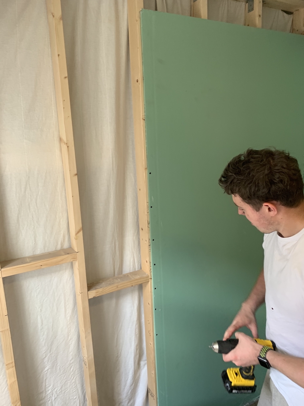 Screwing in the moisture boards