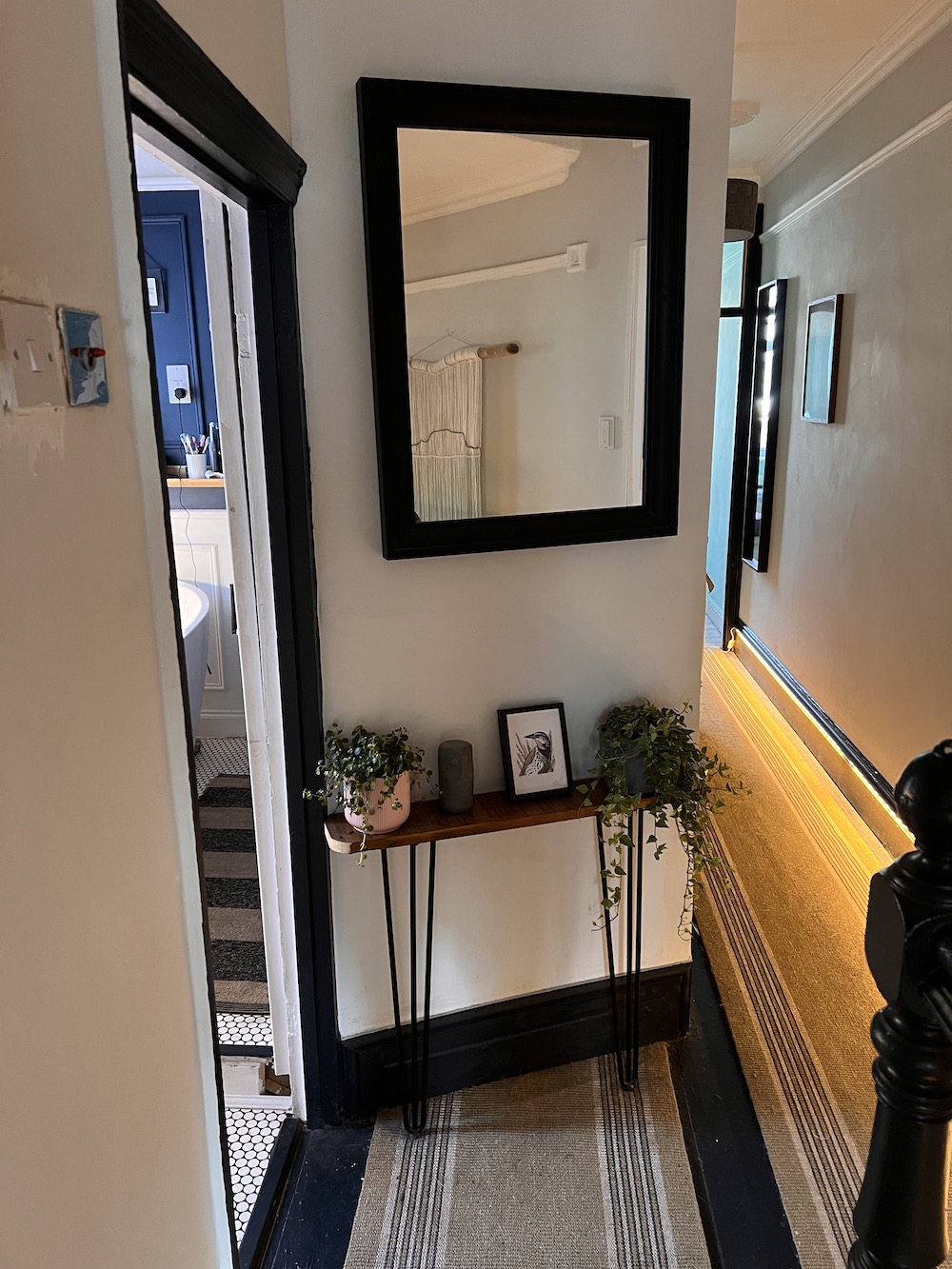 After plastering and painting the old shower room doorway