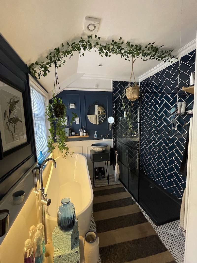 The finished bathroom, showing new furtniture and fittings