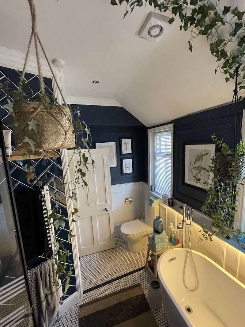 The finished bathroom, showing new furtniture and fittings