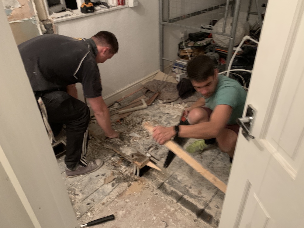 After removing the old shower tray