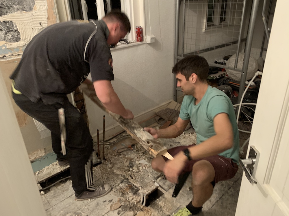 After removing the old shower tray