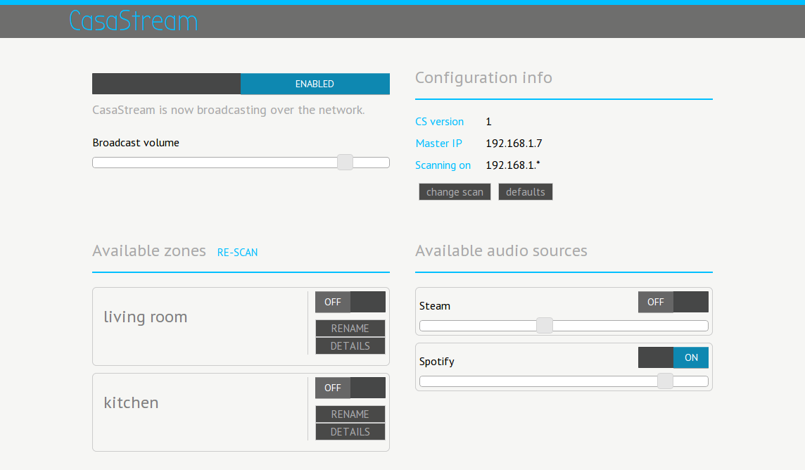 Casastream interface