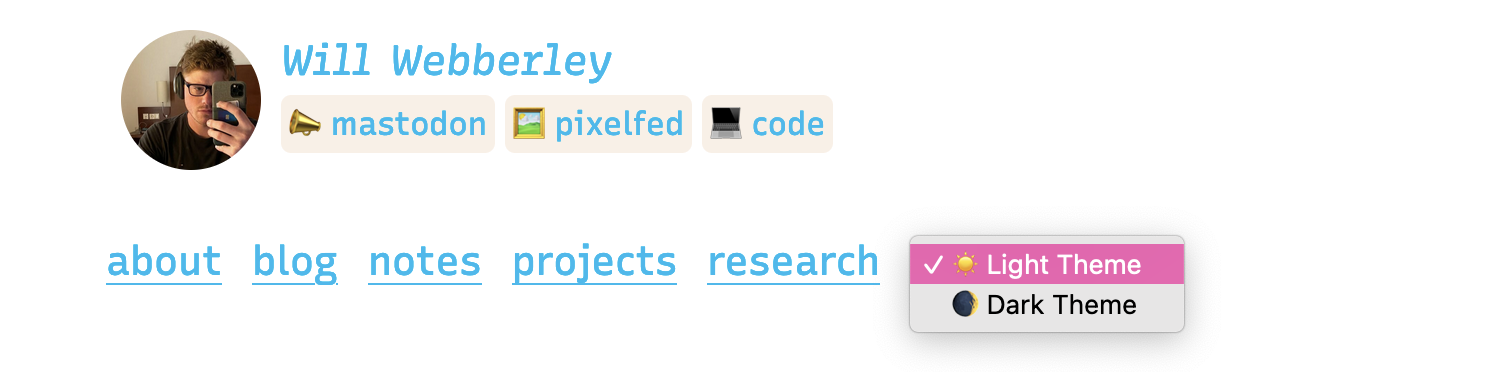 The change theme select box on my website